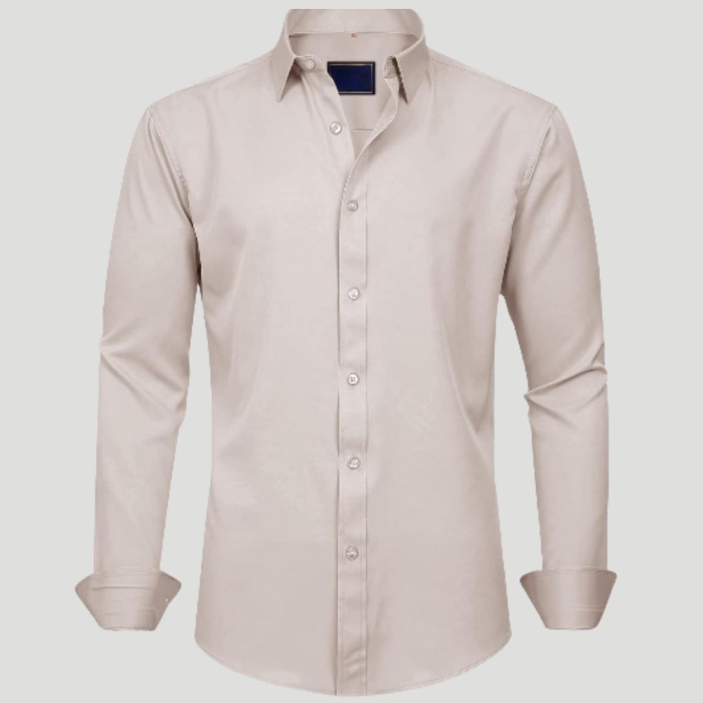 Mens Dress Shirt Solid Long Sleeve Wrinkle