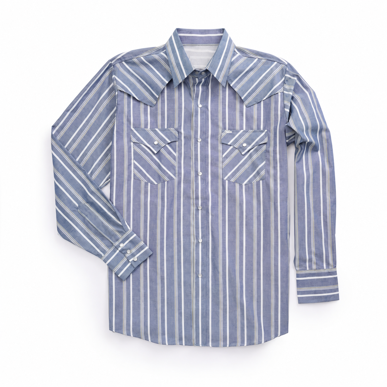 Long Sleeve Striped Vented Western Shirt For Men