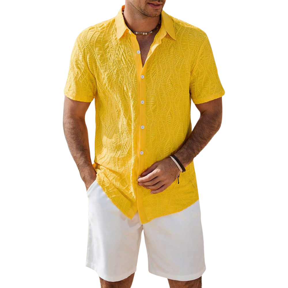 Geometric Jacquard Short Sleeve Casual Shirt