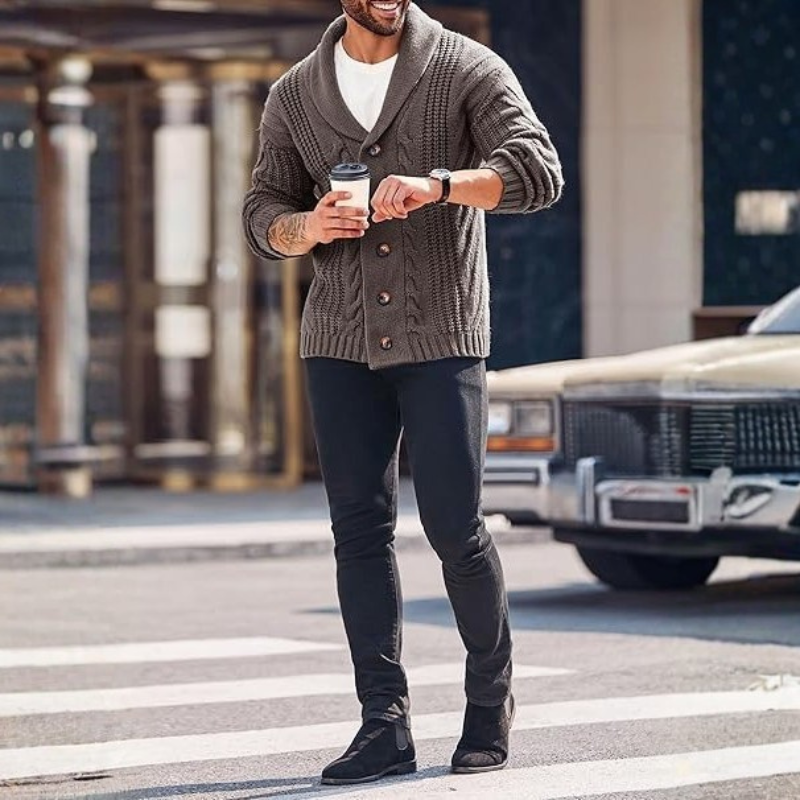 Cable Knit Button Front Cardigan Sweater