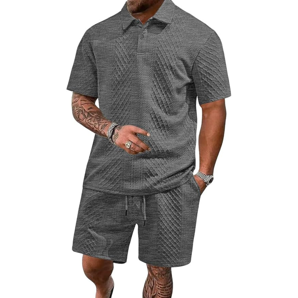 Casual Summer Athletic Shorts And Polo Shirt set For Men