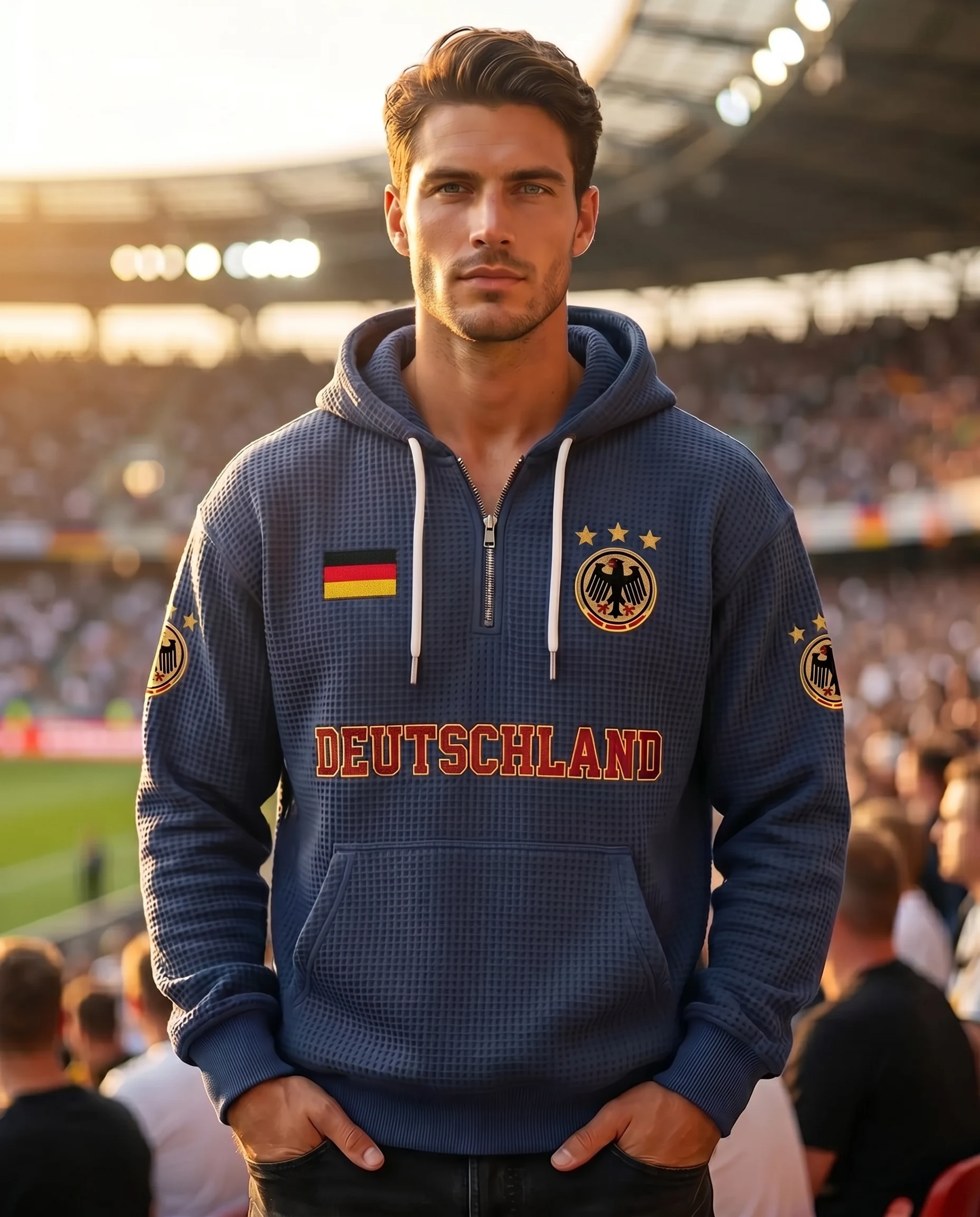 Germany waffle quarter-zip football fan hoodie