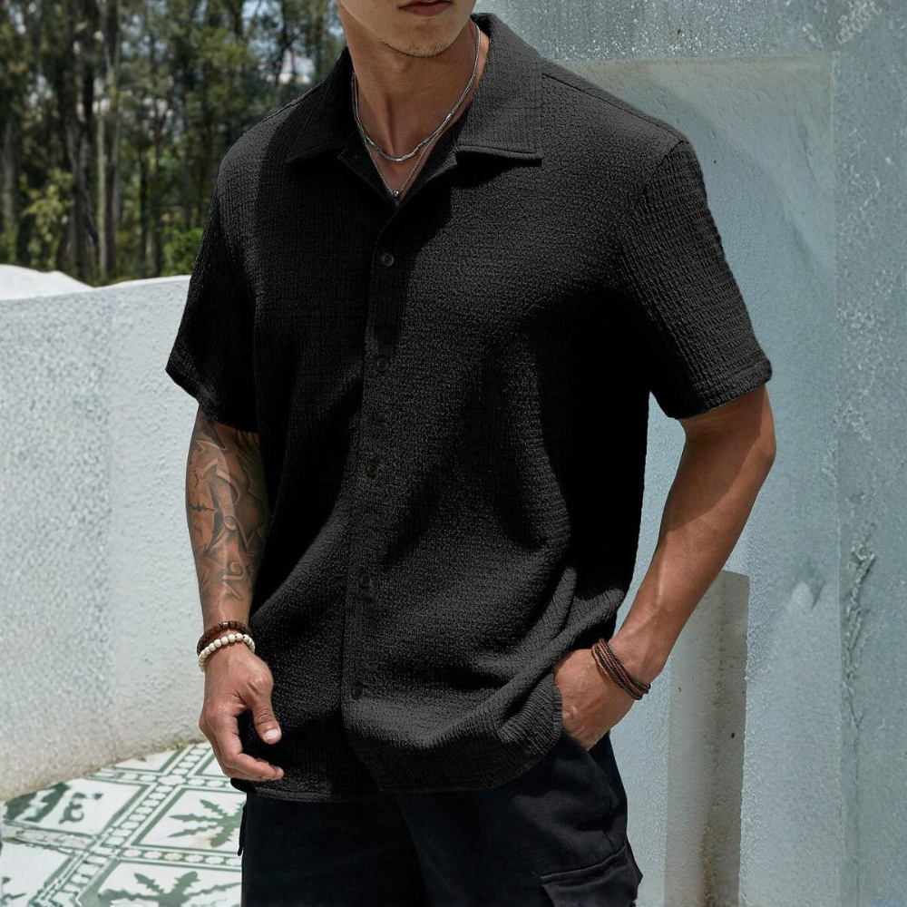 Knit Jacquard Loose Beach Vacation Shirt For Men