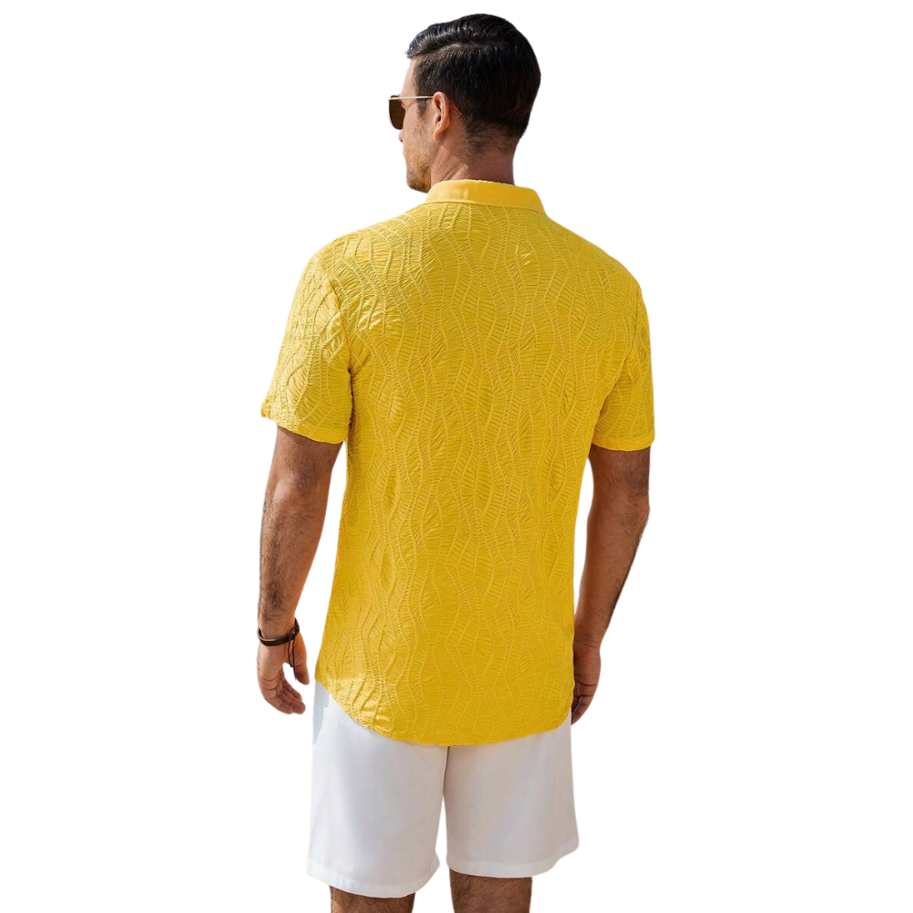 Geometric Jacquard Short Sleeve Casual Shirt