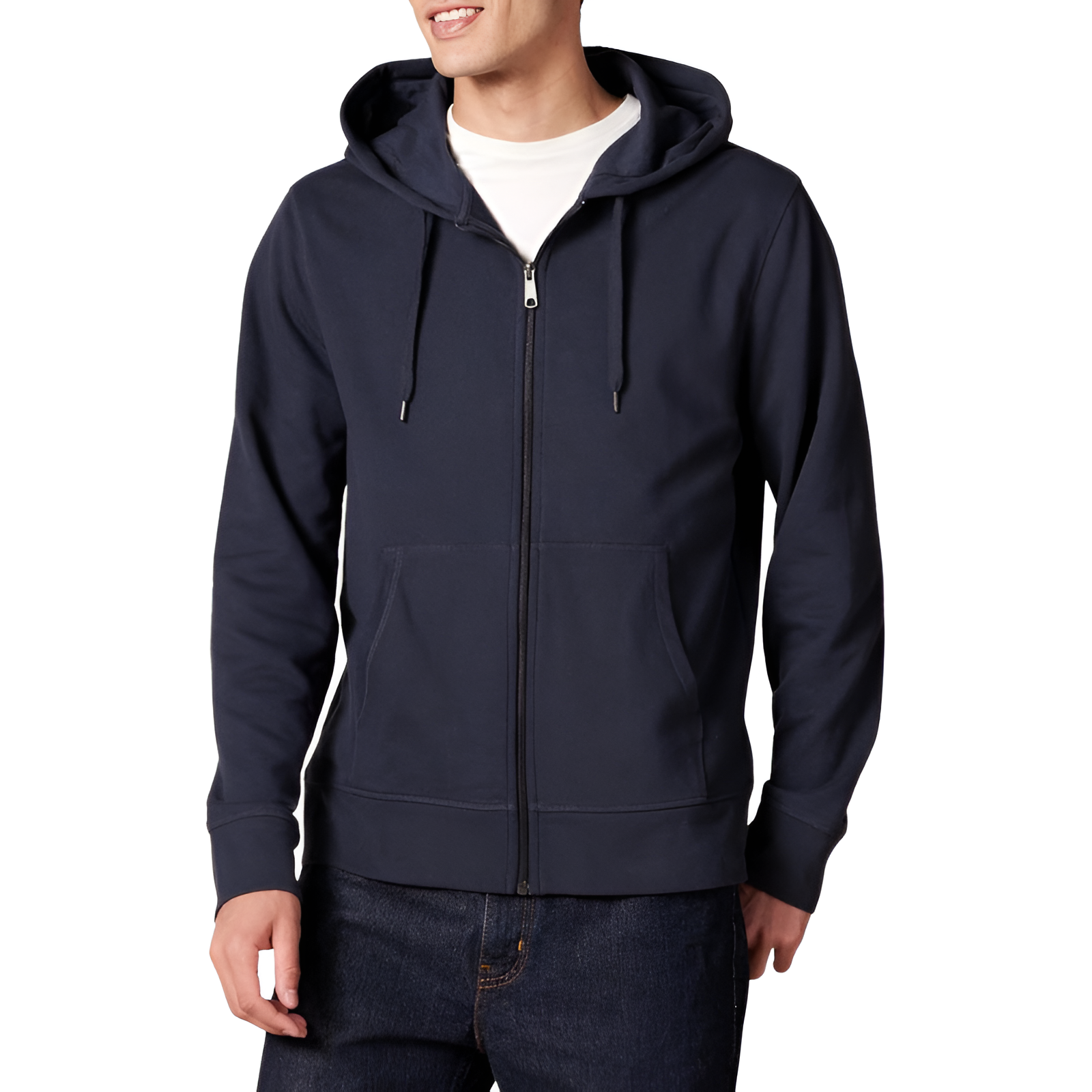 Men Lightweight French Terry Full-Zip Hooded Sweatshirt