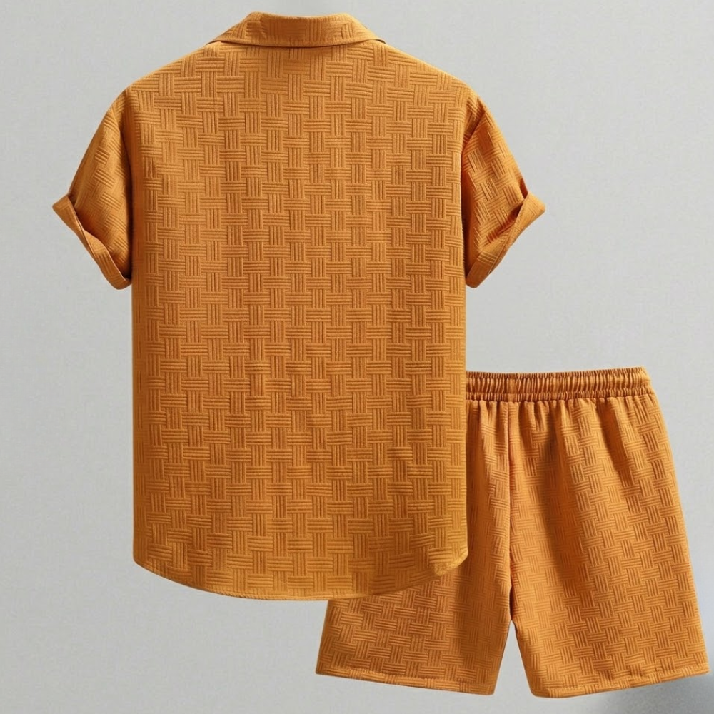 Button Up Shirt And Shorts Set For Men