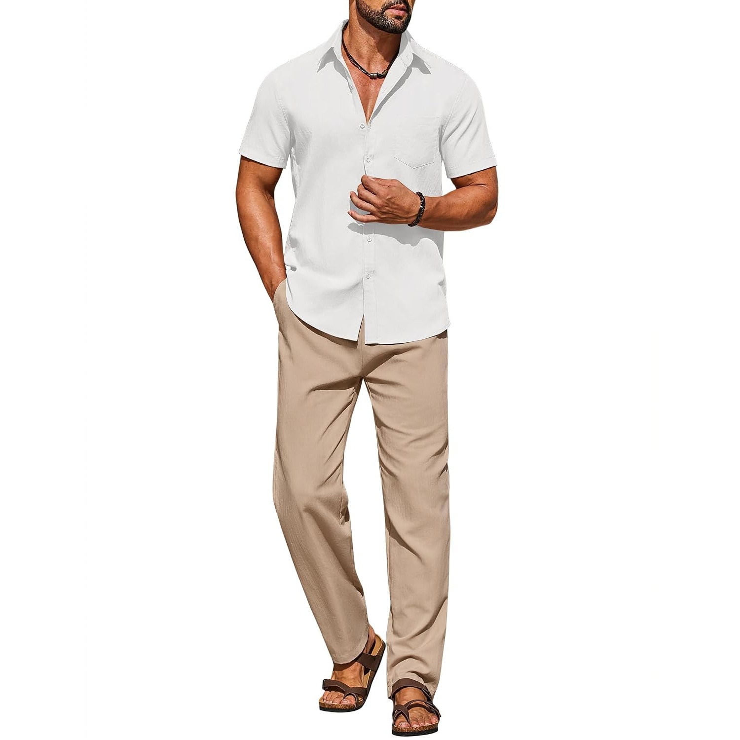 Casual Loose Fit Beach Wear Shirt And Pant Set For Men