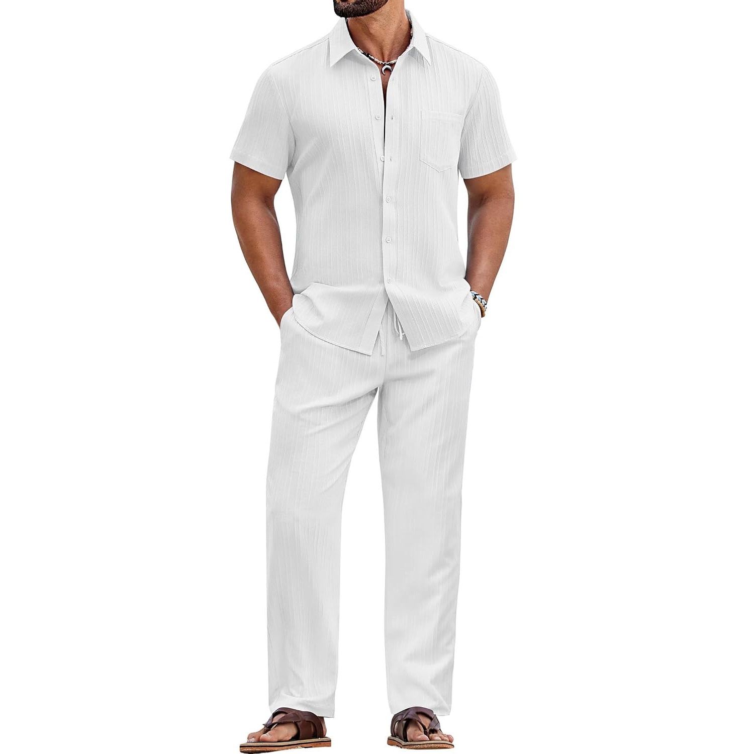 Loose Fit Summer Beach Wear Short And Shirt Set For Men
