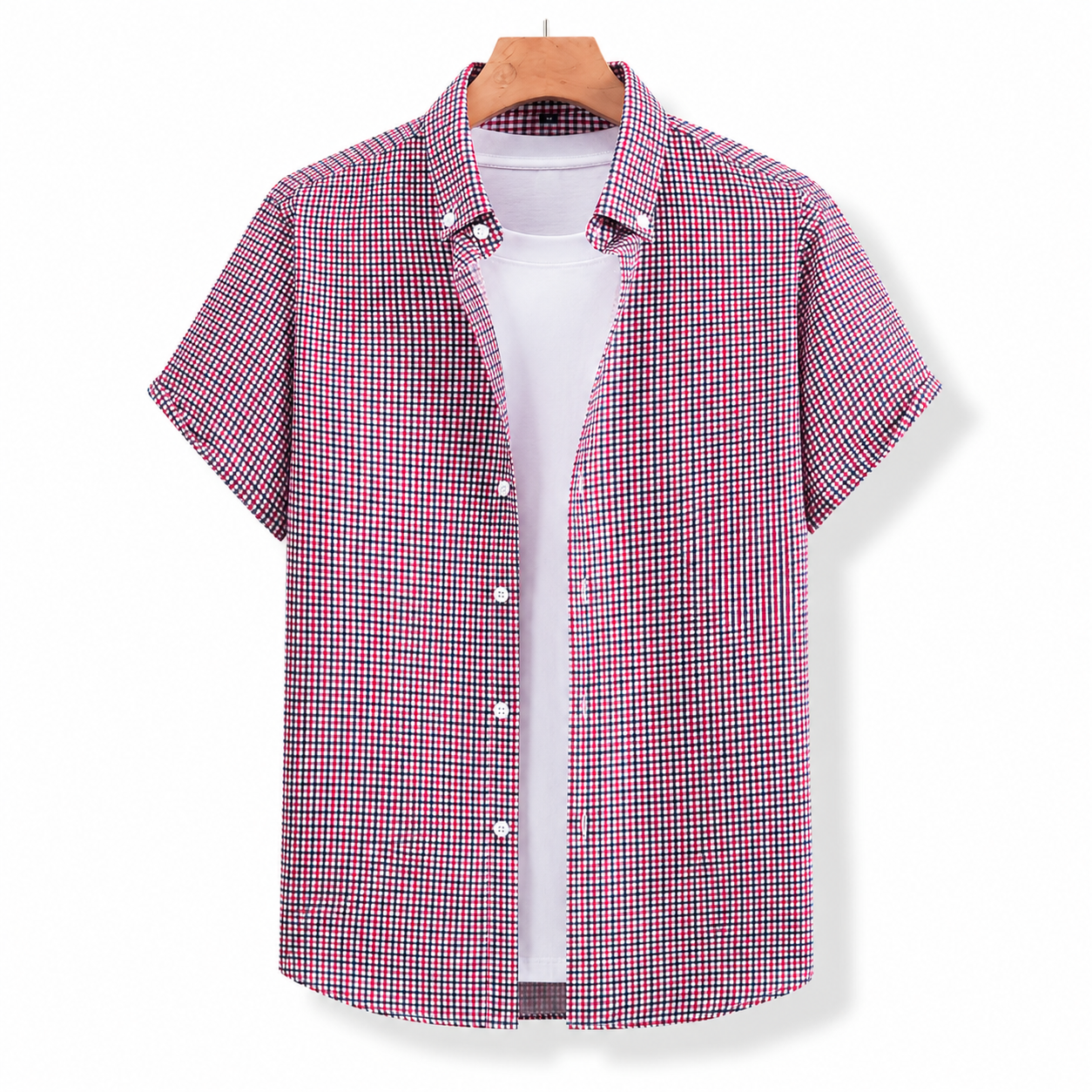  Pack Of 4 Classic Buttoned Turn Down Collar Short Sleeve Shirt For Men