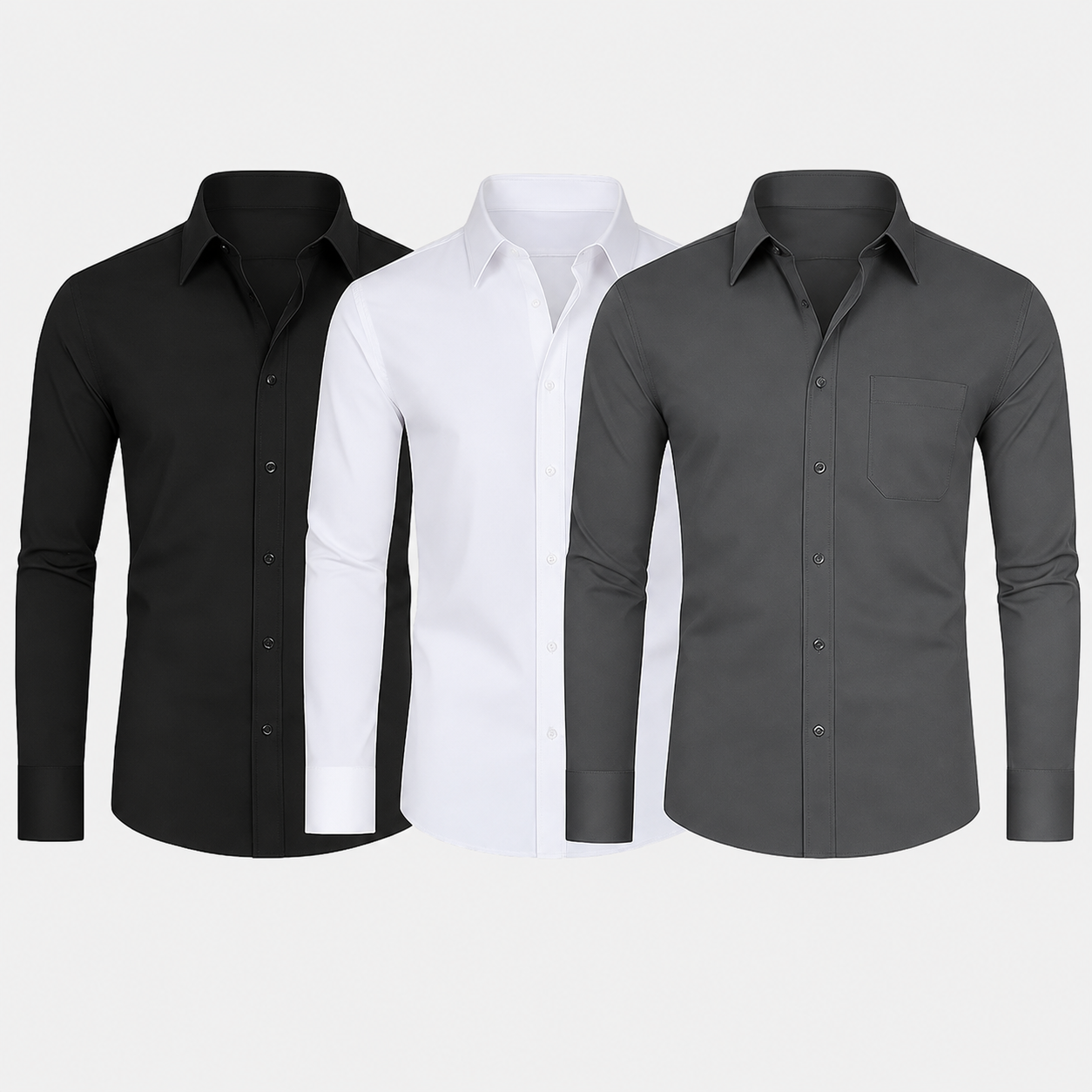 Slim Fit Pack Of 3 Long Sleeve Formal Shirt For Men