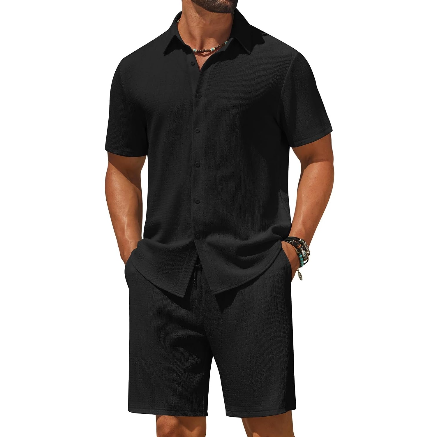 Casual Beach Short And Shirt Outfit Set For Men