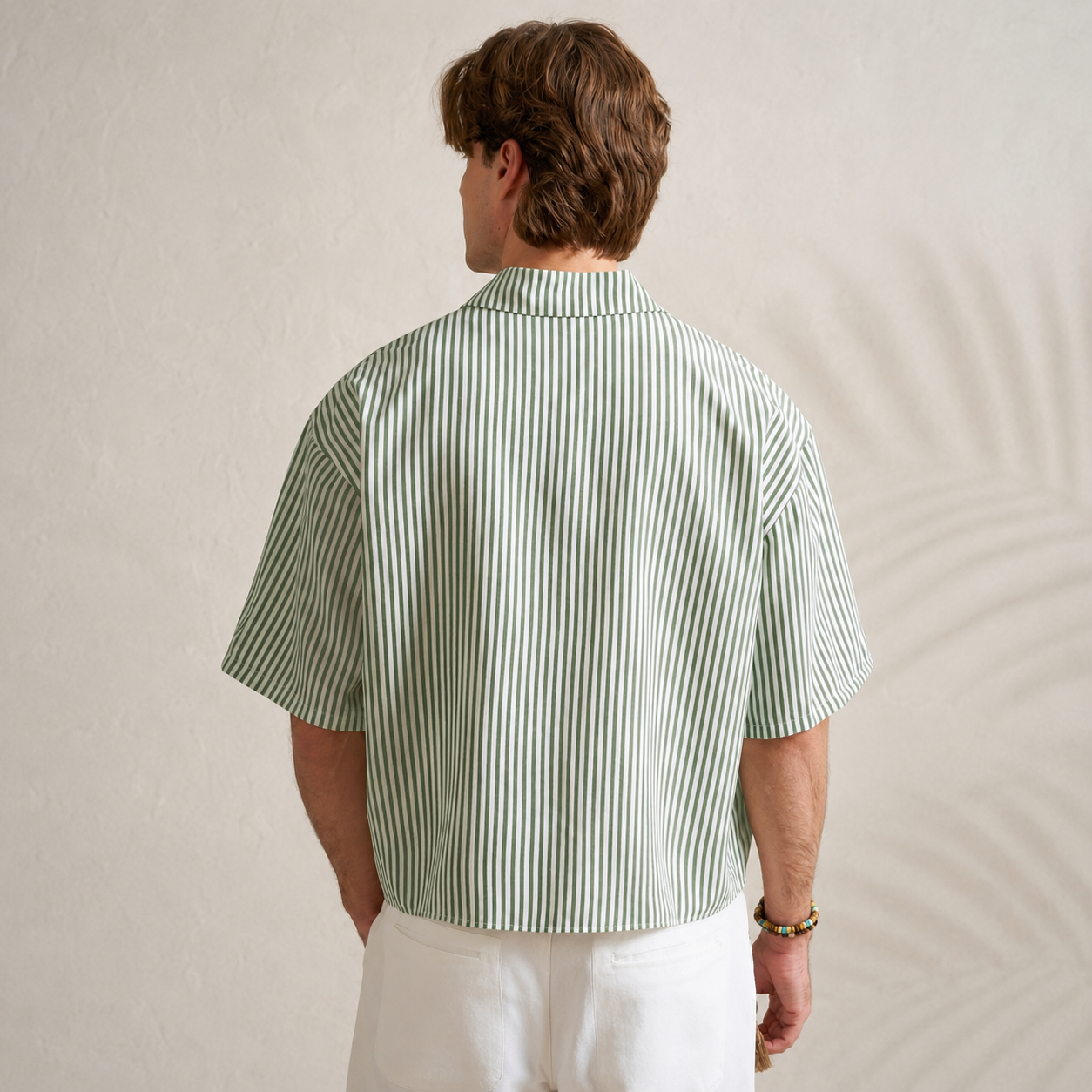 Striped Print Short Sleeve Summer Casual Vacation Style Shirt For Men