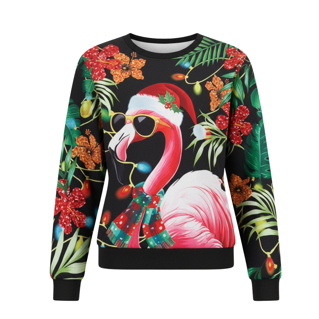 Long Sleeve Graphic Print Ugly Christmas Sweater