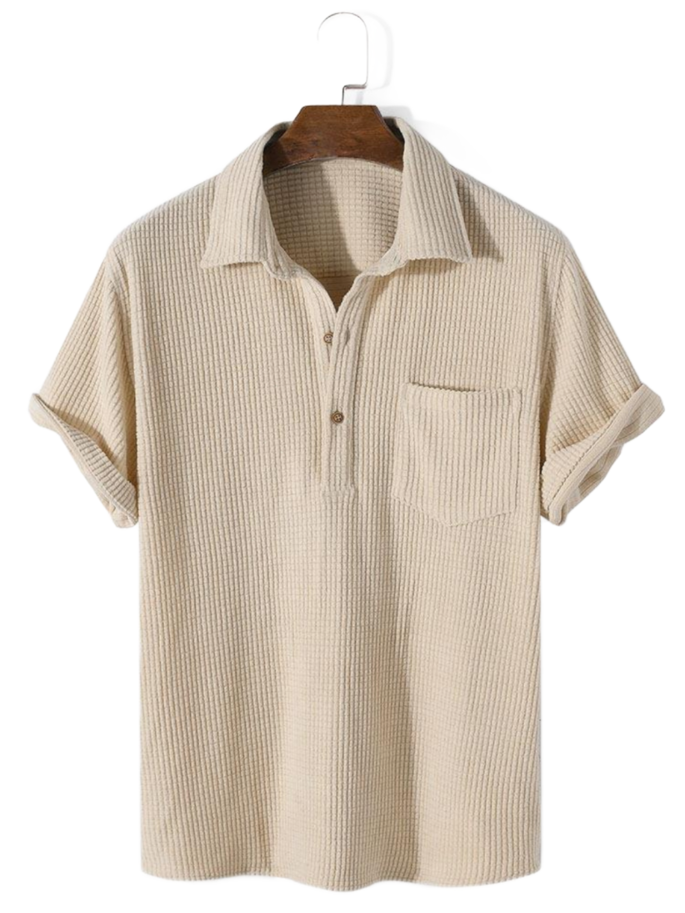 Classic Casual Shirt With Textured Pattern-Vacay Outfit