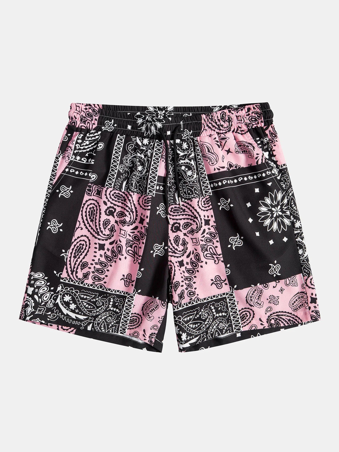 Paisley Print Drawstring Short-Vacay Outfit