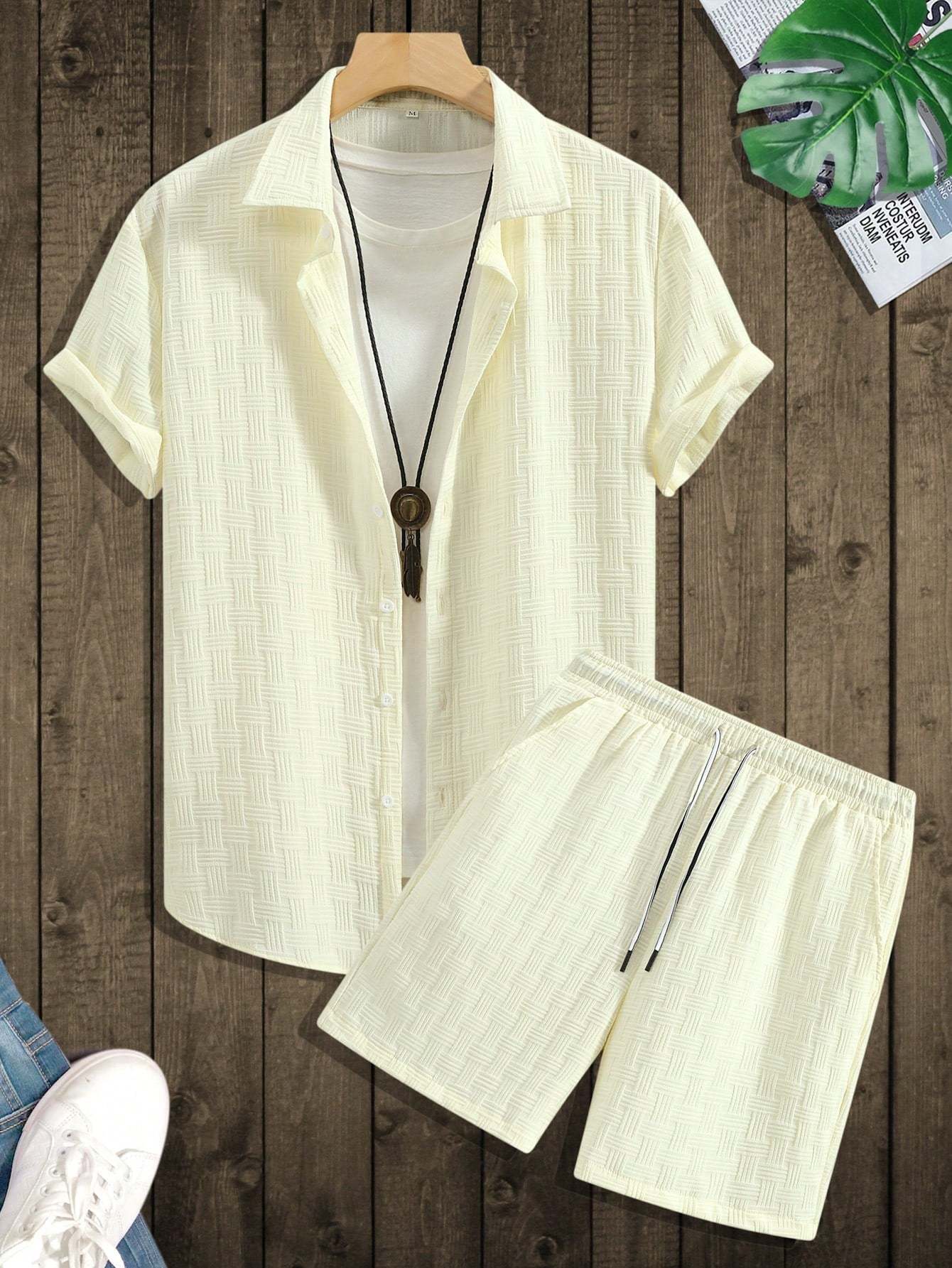 Plain Shirt And Shorts Set-Vacay Outfit