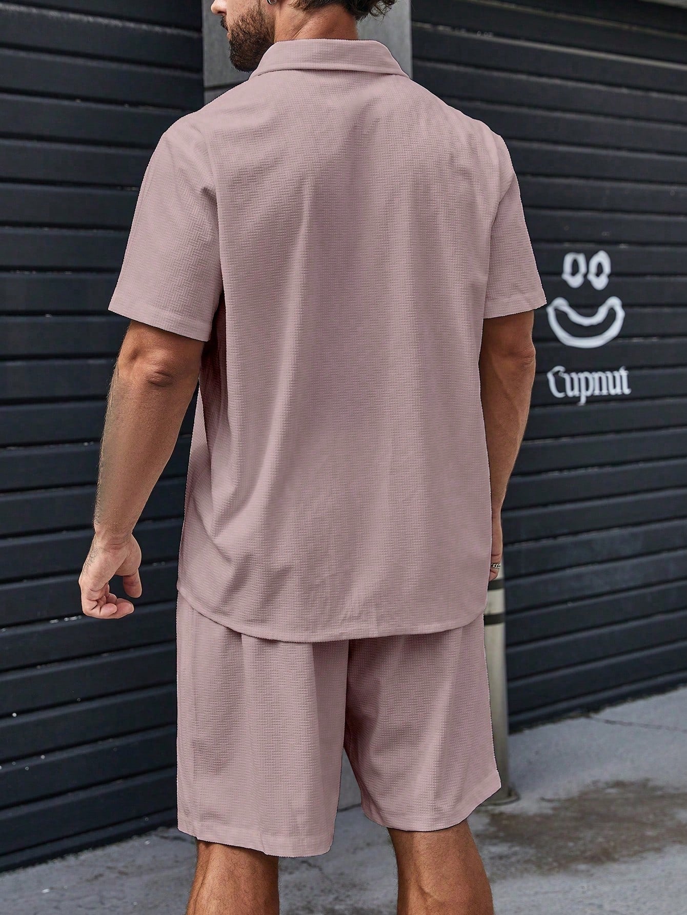 Solid Colored Button Up Shirt And Shorts-Vacay Outfit