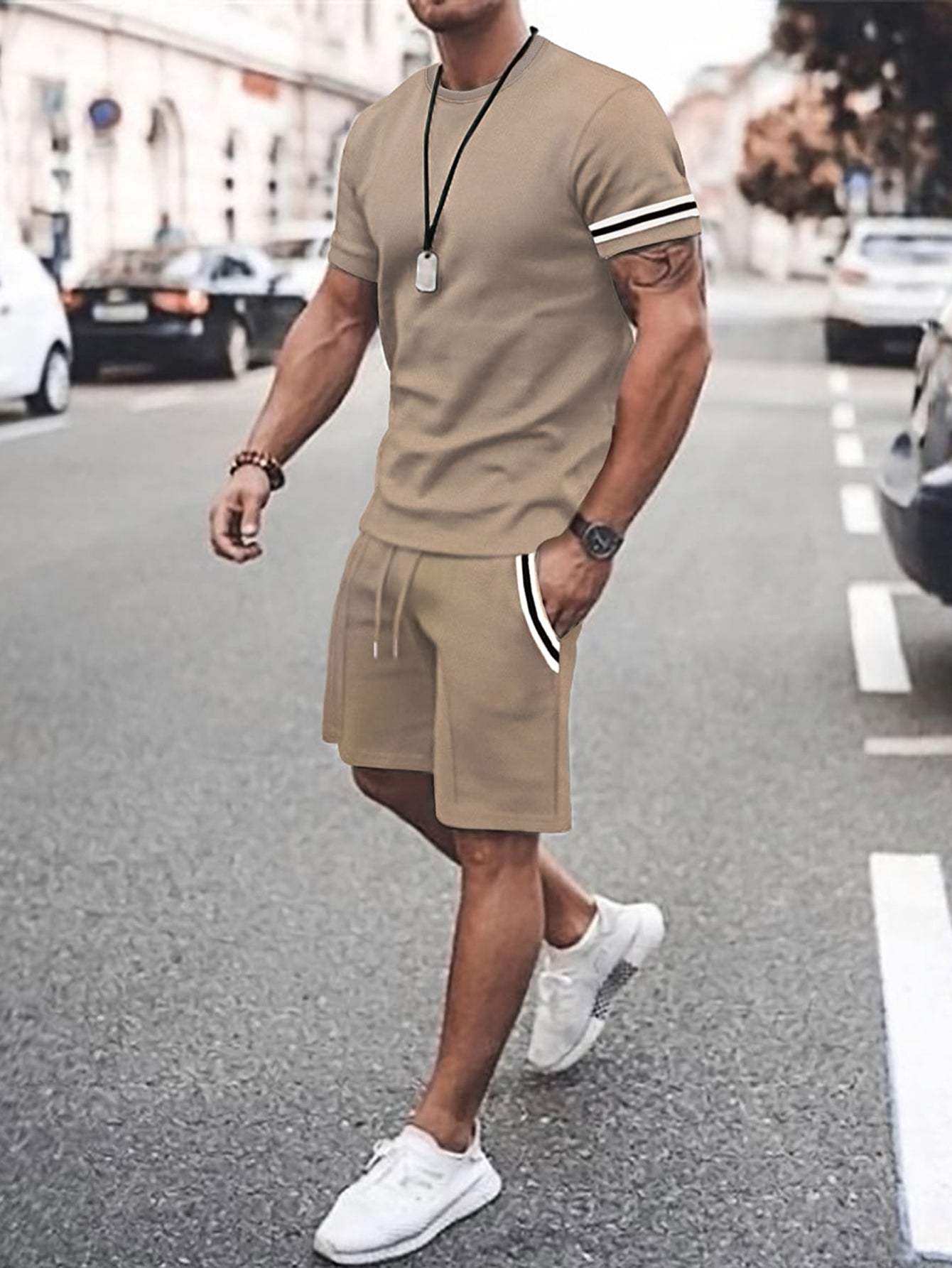 Midnight Athletic T Shirt And Shorts Set-Vacay Outfit