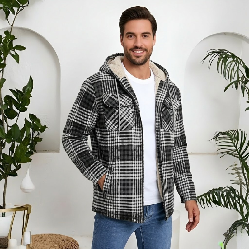 Winter Flannel Zip Up Hoodie For Men