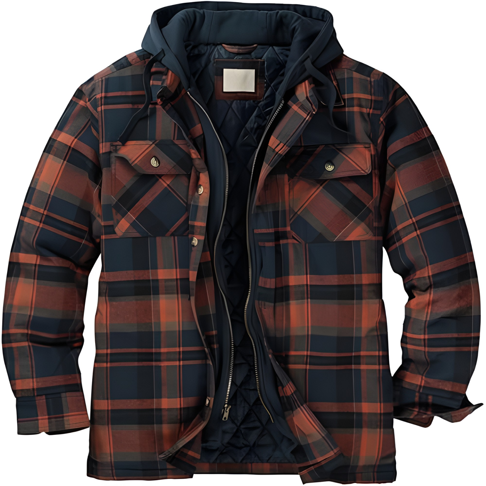 Insulated Plaid Winter Jacket For Men