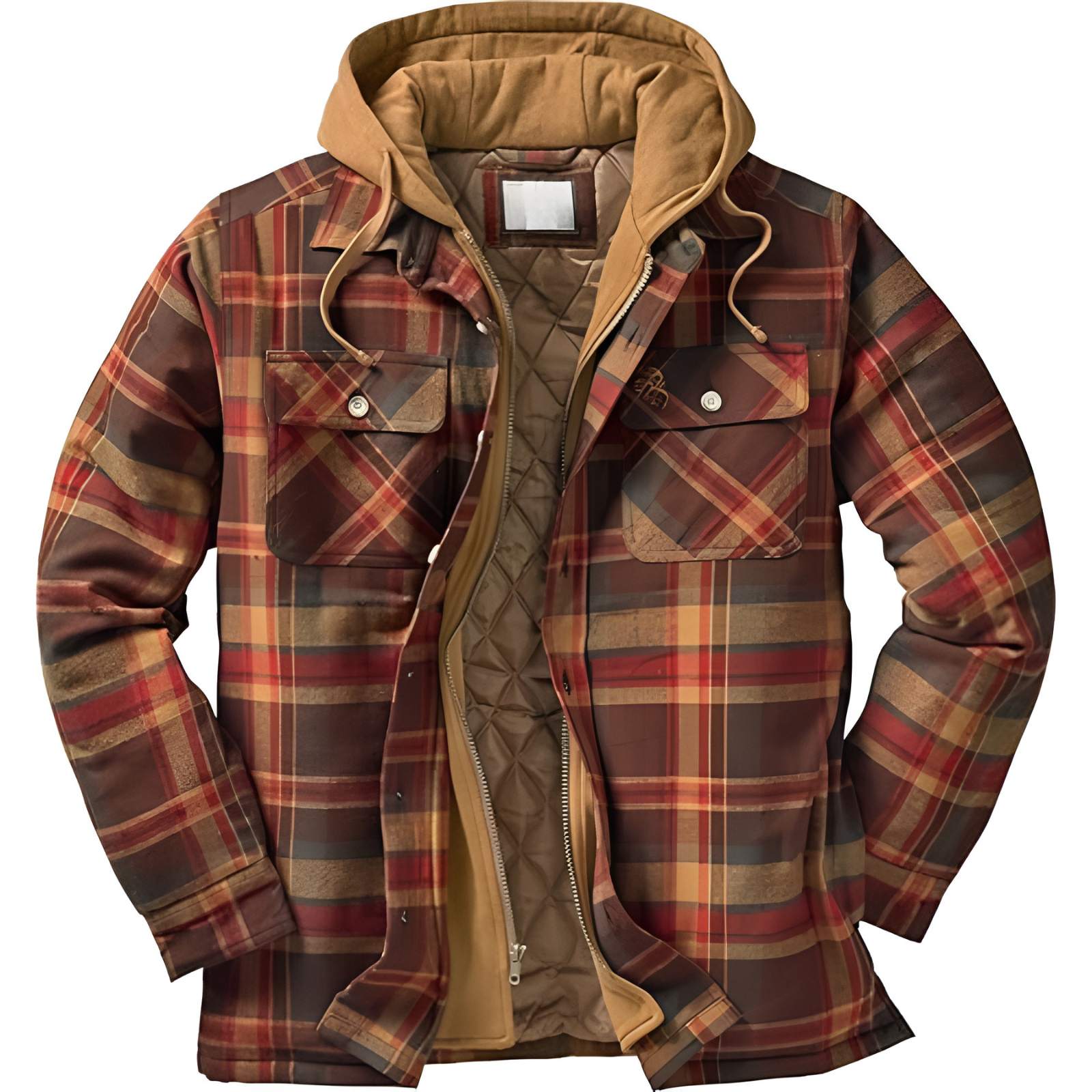 Insulated Plaid Winter Jacket For Men