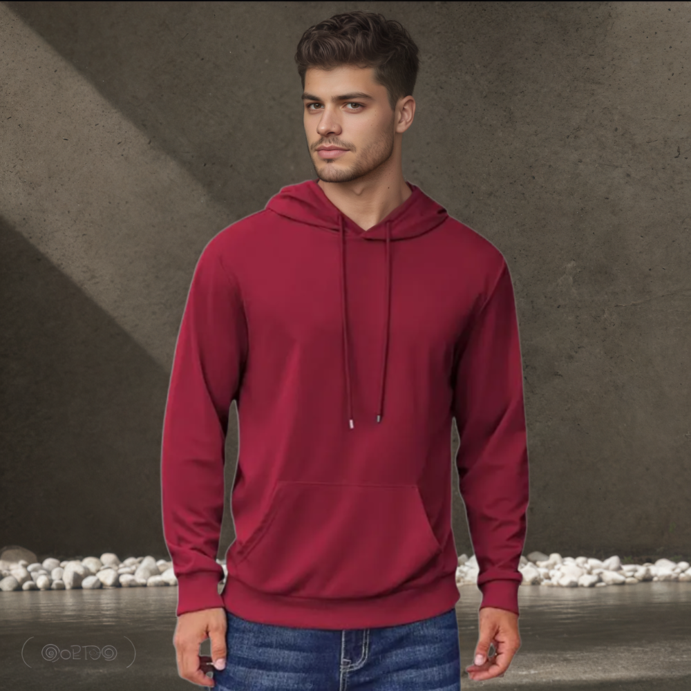 Men’s Casual Cotton Fleece Pullover Hoodie with Kangaroo Pocket