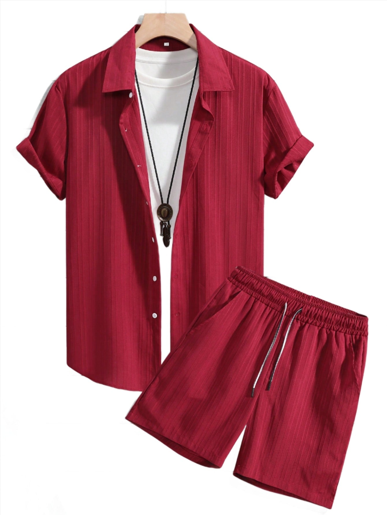 Monochrome Moods Shirt and Shorts Combo Set-Vacay Outfit