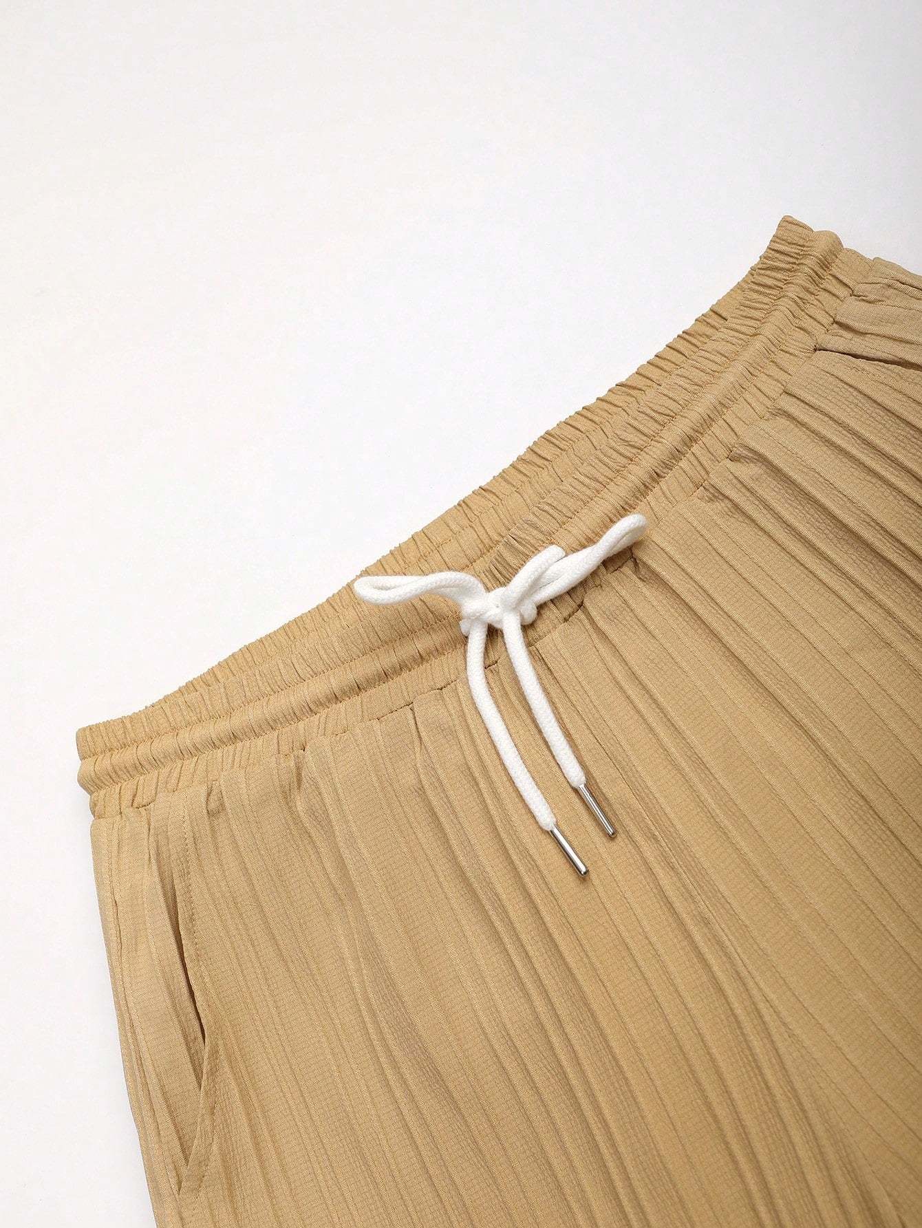 Solid Colored Button Up Shirt And Pants Without Tee-Vacay Outfit