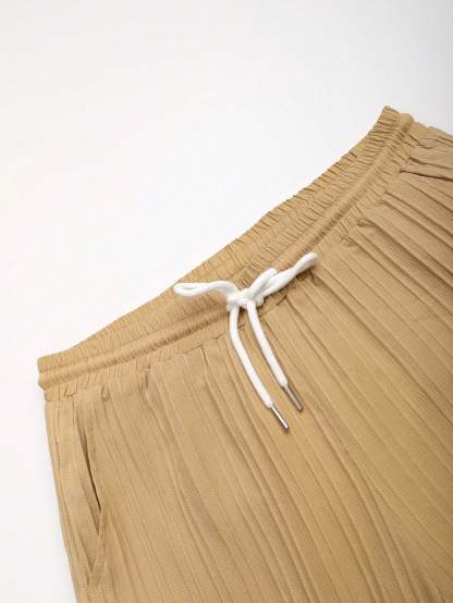 Solid Colored Button Up Shirt And Pants Without Tee-Vacay Outfit