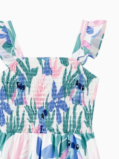 Family Matching Floral Plant Print T Shirt And Dress Set-Vacay Outfit