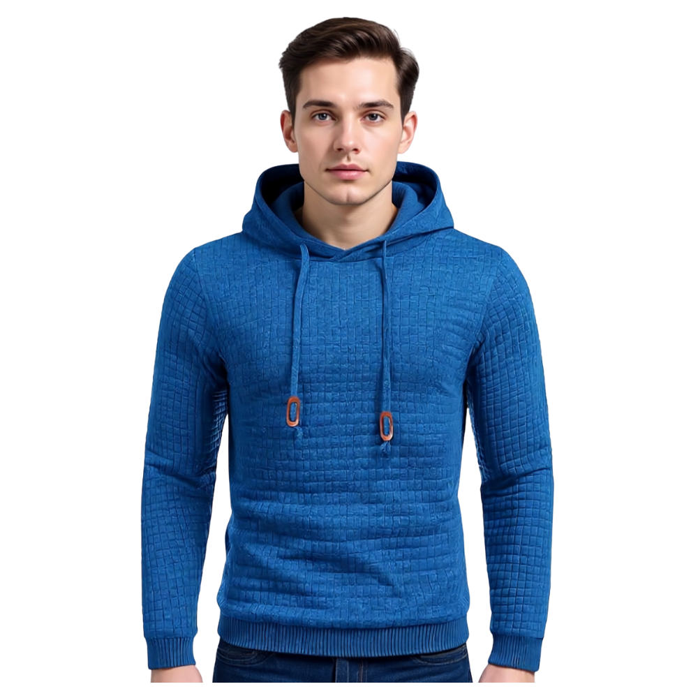 Men Hooded Sweatshirt With Long Sleeves And Drawstring Design