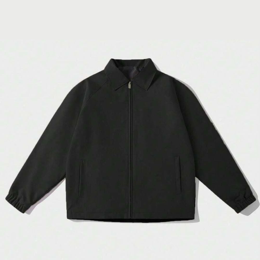 Solid Color Zipper Coach Jacket With Collar For Men