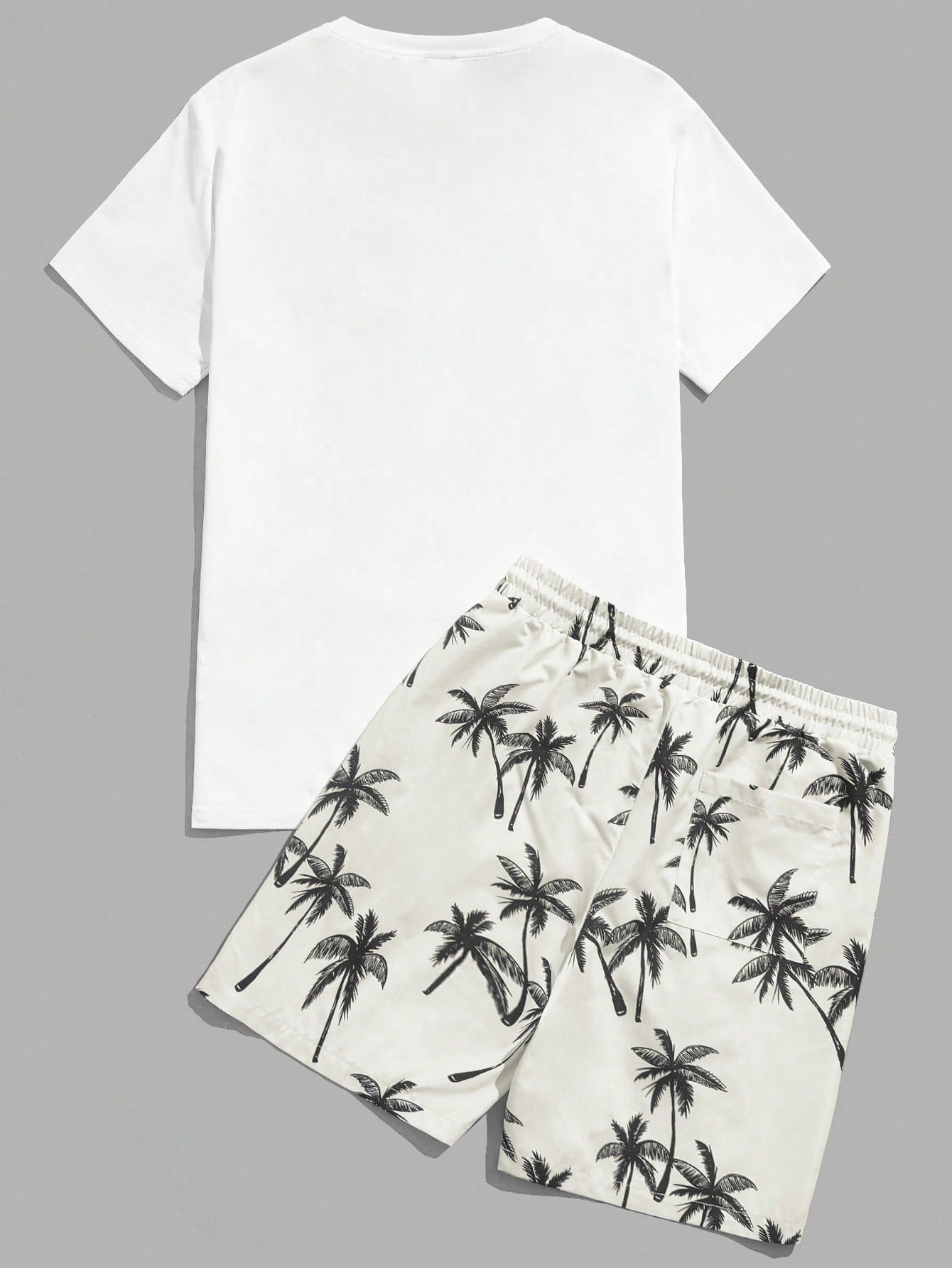 Palm Breeze Tee And Shorts Set-Vacay Outfit