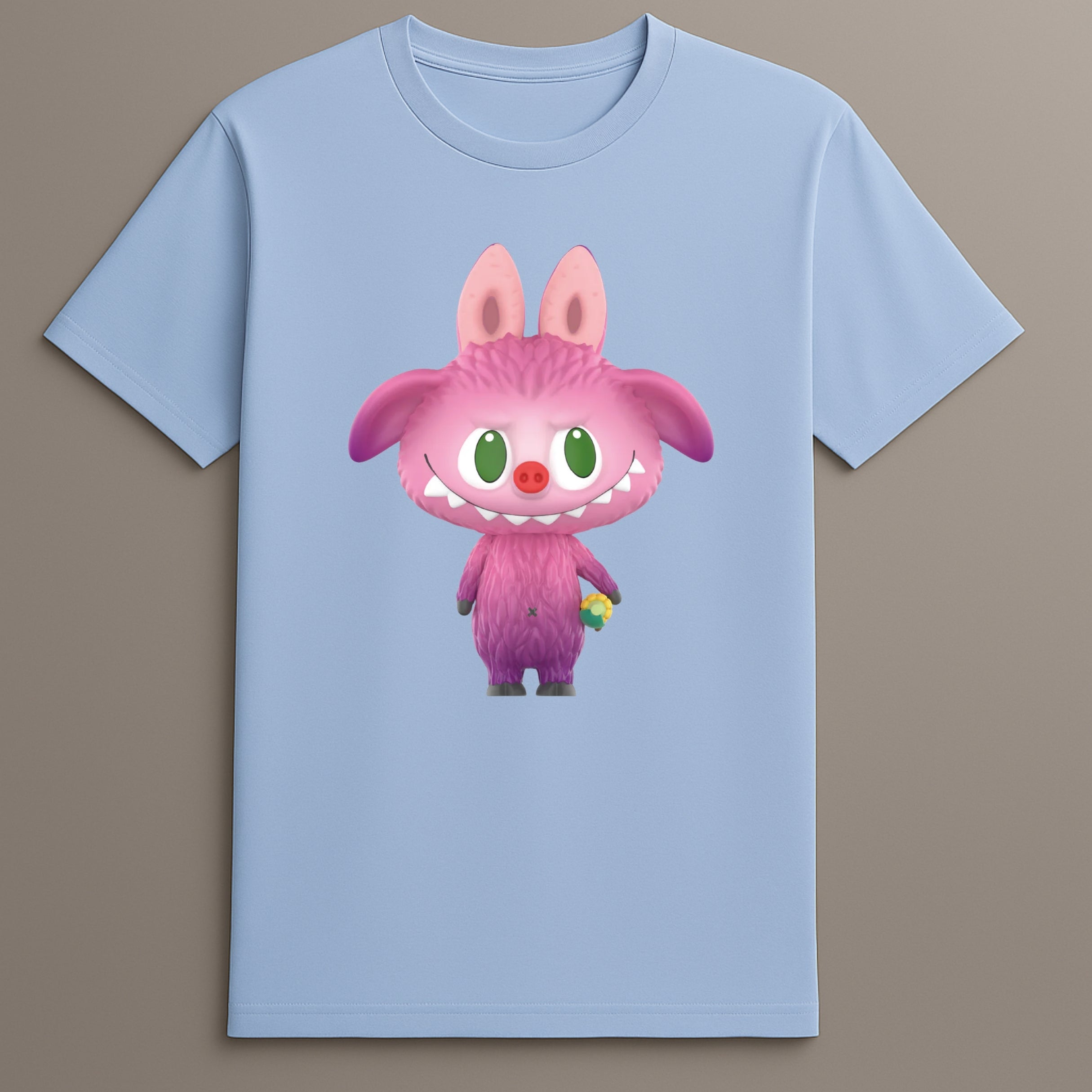 Furry Monster With Flower Graphic Labubu T Shirt