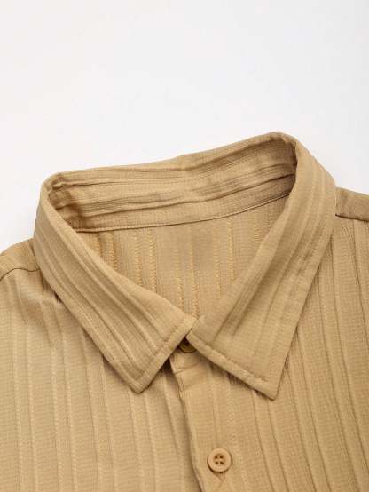 Solid Colored Button Up Shirt And Pants Without Tee-Vacay Outfit