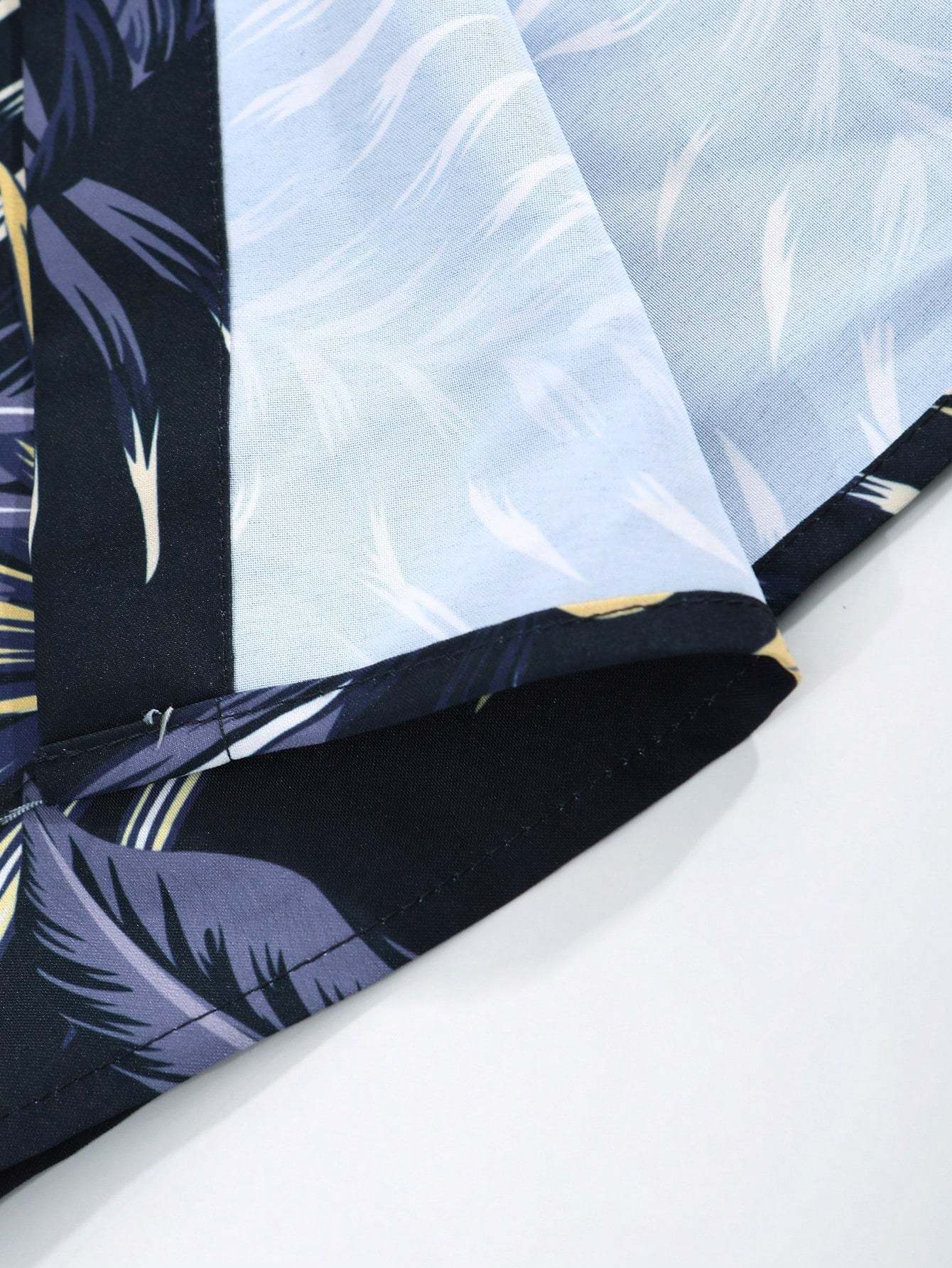 Tropical Print Shirt And Drawstring Shorts-Vacay Outfit