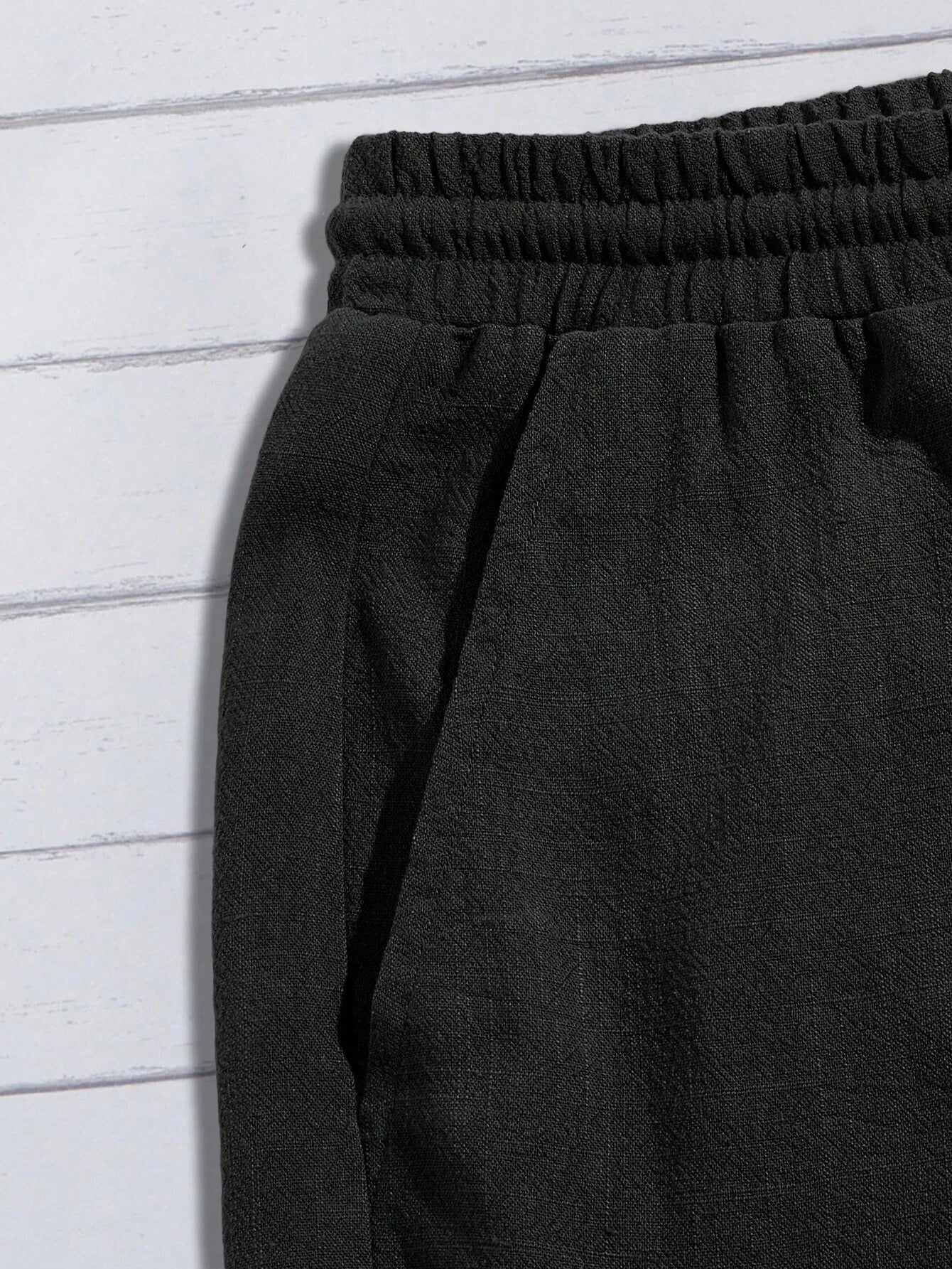 Linen Textured Drawstring Shorts-Vacay Outfit