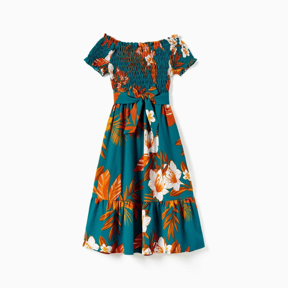 Floral Print And Geometric Design Family Outfits Set-Vacay Outfit