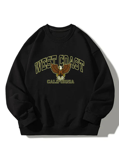 West Coast Eagle Print Sweatshirt-Vacay Outfit