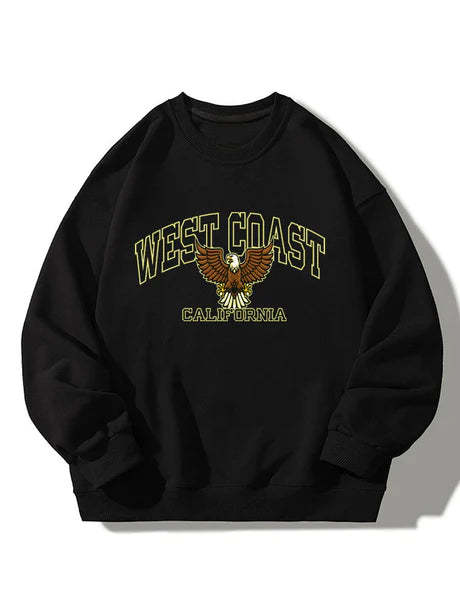 West Coast Eagle Print Sweatshirt-Vacay Outfit