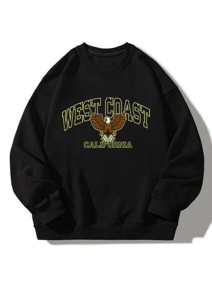 West Coast Eagle Print Sweatshirt-Vacay Outfit
