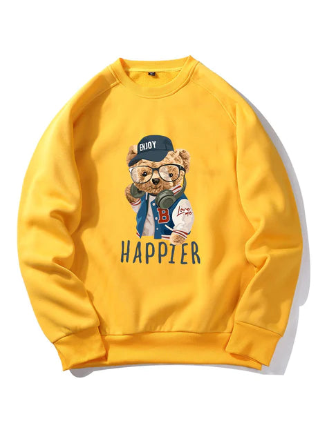 Baseball Jacket Bear Print Sweatshirt-Vacay Outfit