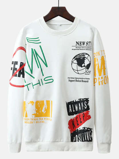 Slogan Graffiti Print Sweatshirt-Vacay Outfit