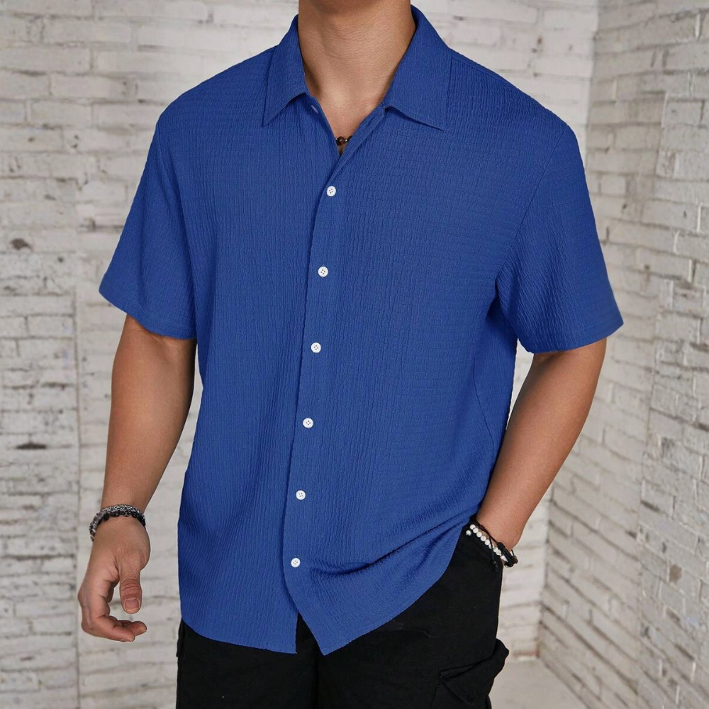 Knit Jacquard Loose Beach Vacation Shirt For Men