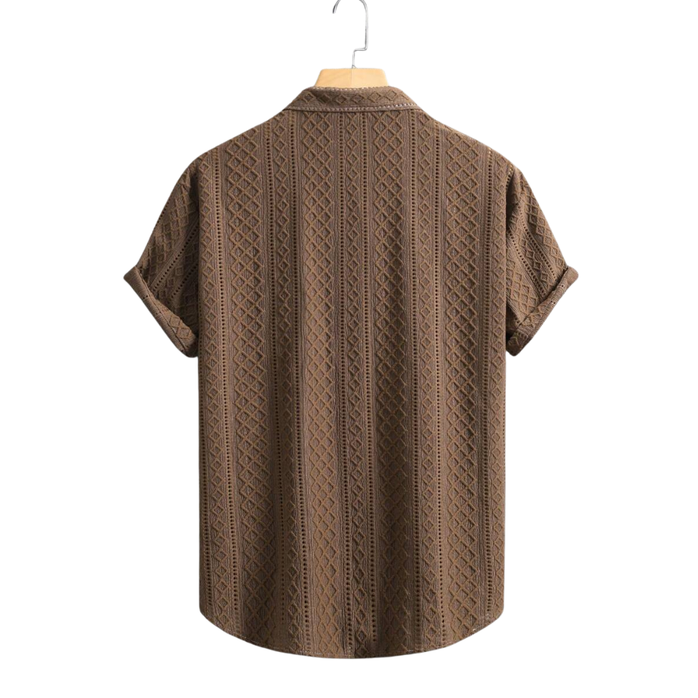 Geometric Jacquard Short Sleeve Casual Shirt