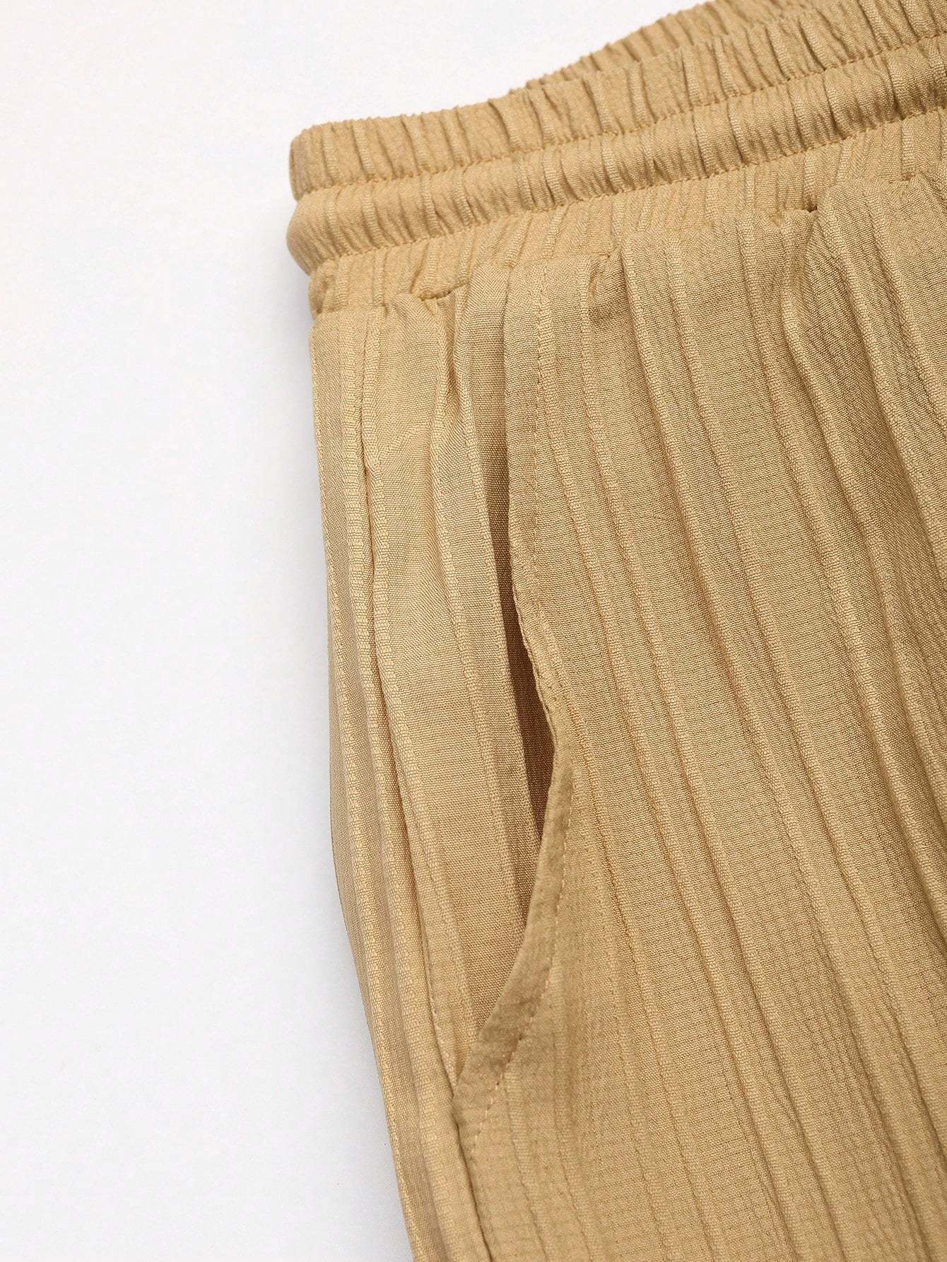 Solid Colored Button Up Shirt And Pants Without Tee-Vacay Outfit