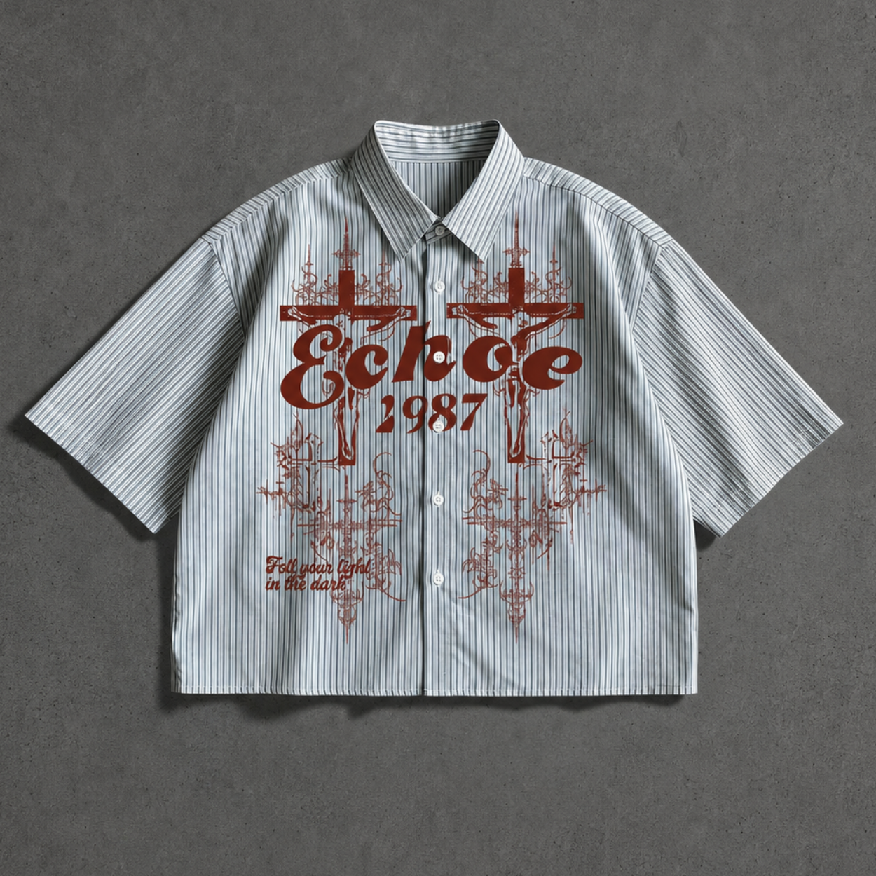 Retro Printed Striped Sleeve Shirt For Men