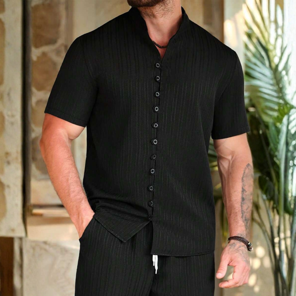 Summer Striped Print Casual Short Sleeve Daily Commute Shirt For Men