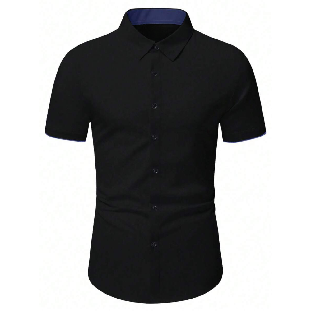 Minimalist Button Down Short Sleeve Business Casual Shirt For Men
