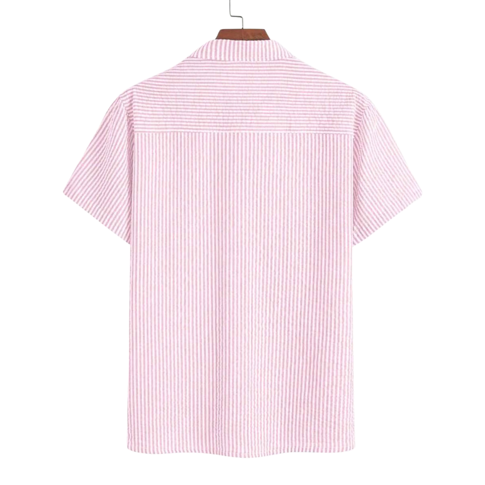 Retro Striped Lightweight Short Sleeve Casual All Season Shirt For Men